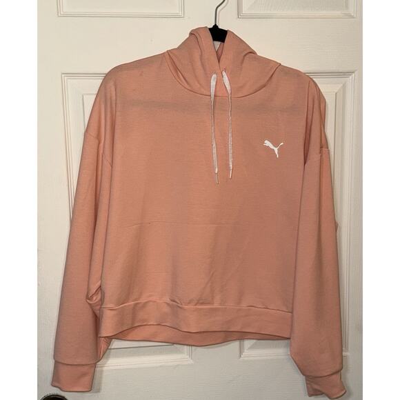 Puma Women's Long Sleeve Cropped Peach Color Hoodie Size Large - Picture 5 of 5